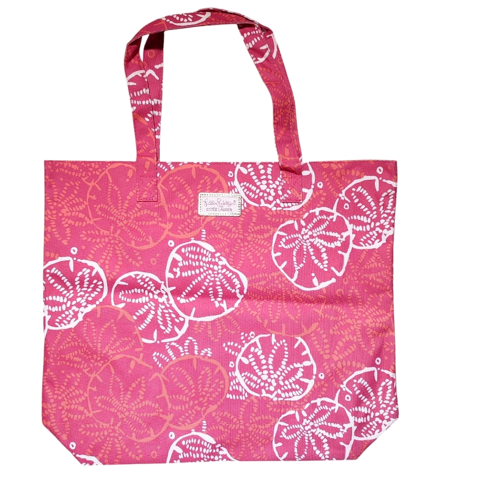 2 For 15$ Lilly Pulitzer for Estee Lauder Pink Beach Print Tote Bag NEW